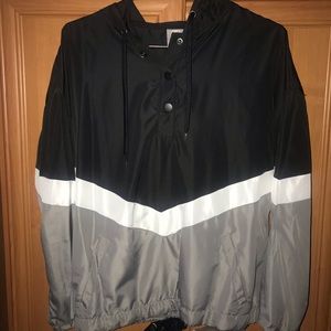 Women’s Black and Grey Windbreaker Jacket